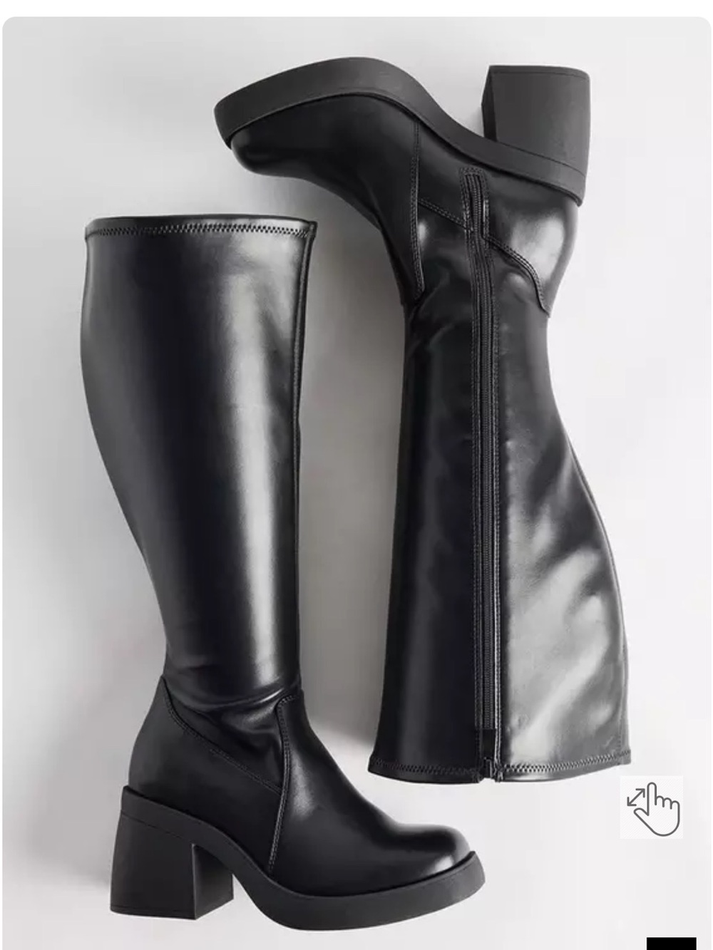 torrid Black Mid-Calf Block Heel Platform Boots wide width 7 1/2